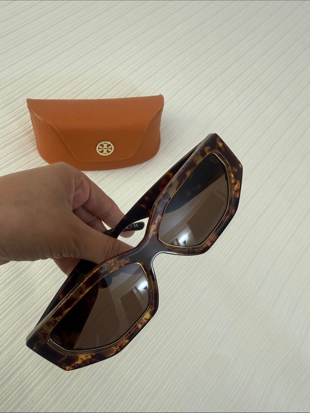 Tory Burch Tortoiseshell Angular Cat-Eye Sunglasses - Picture 2 of 4